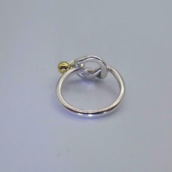 Romantic Tiffany & Co. Sterling Silver and 18K Gold Love Knot Ring Size 6 - Picture 3 of 4